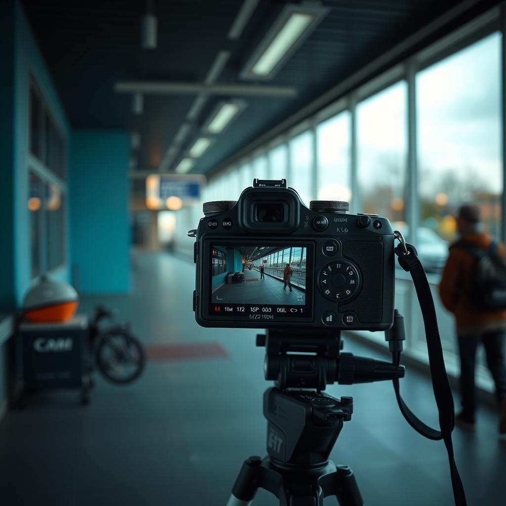 A DSLR camera screen displaying an image with hands holding the device, highlighting photography process.